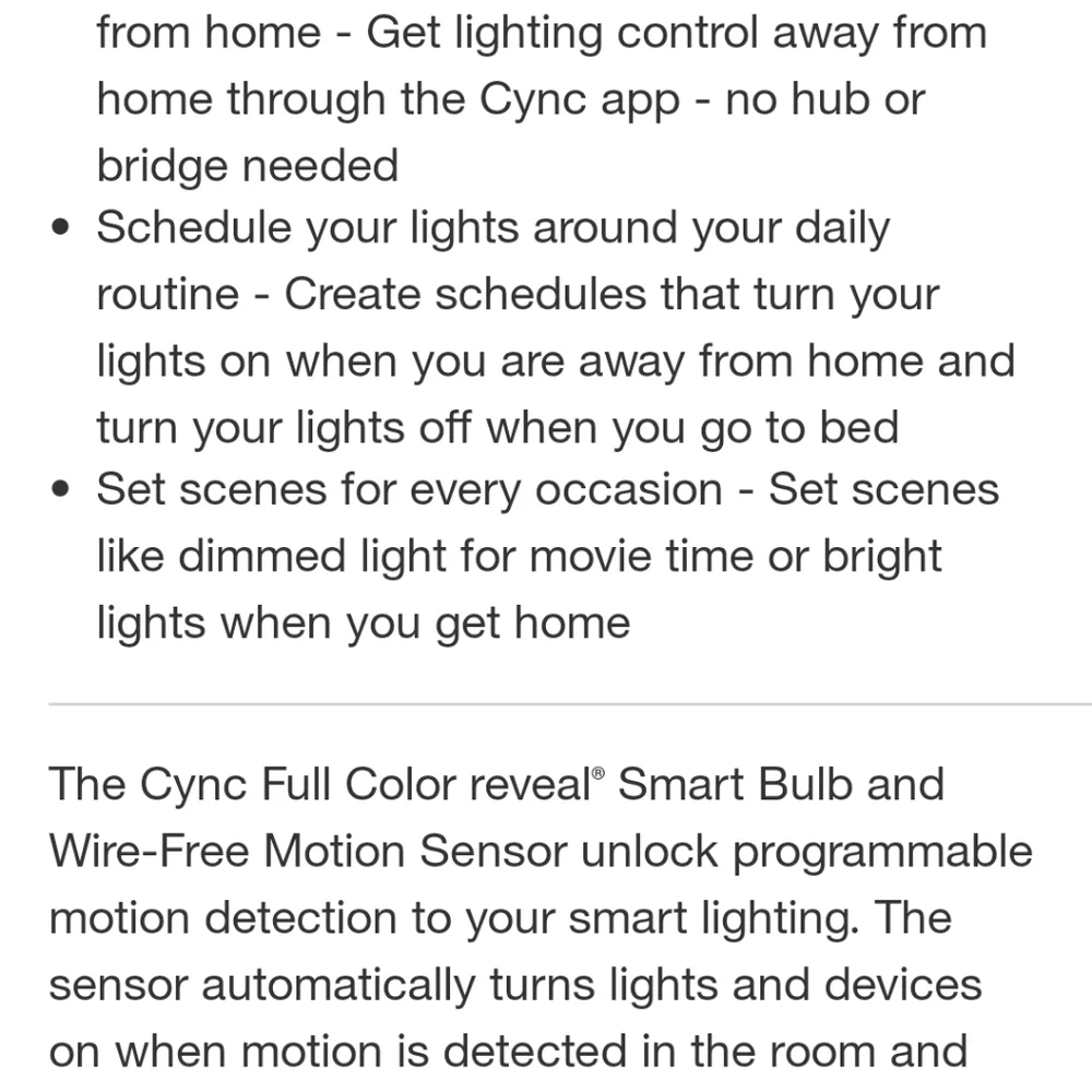 GE CYNC Reveal Smart Full Color Light Bulb w/Smart Wire Free Motion Sensor Bundl